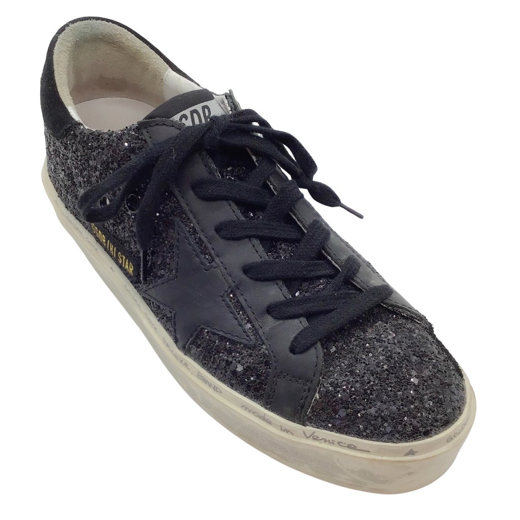 Golden Goose Deluxe Brand Black Glitter Low Top Sneakers
